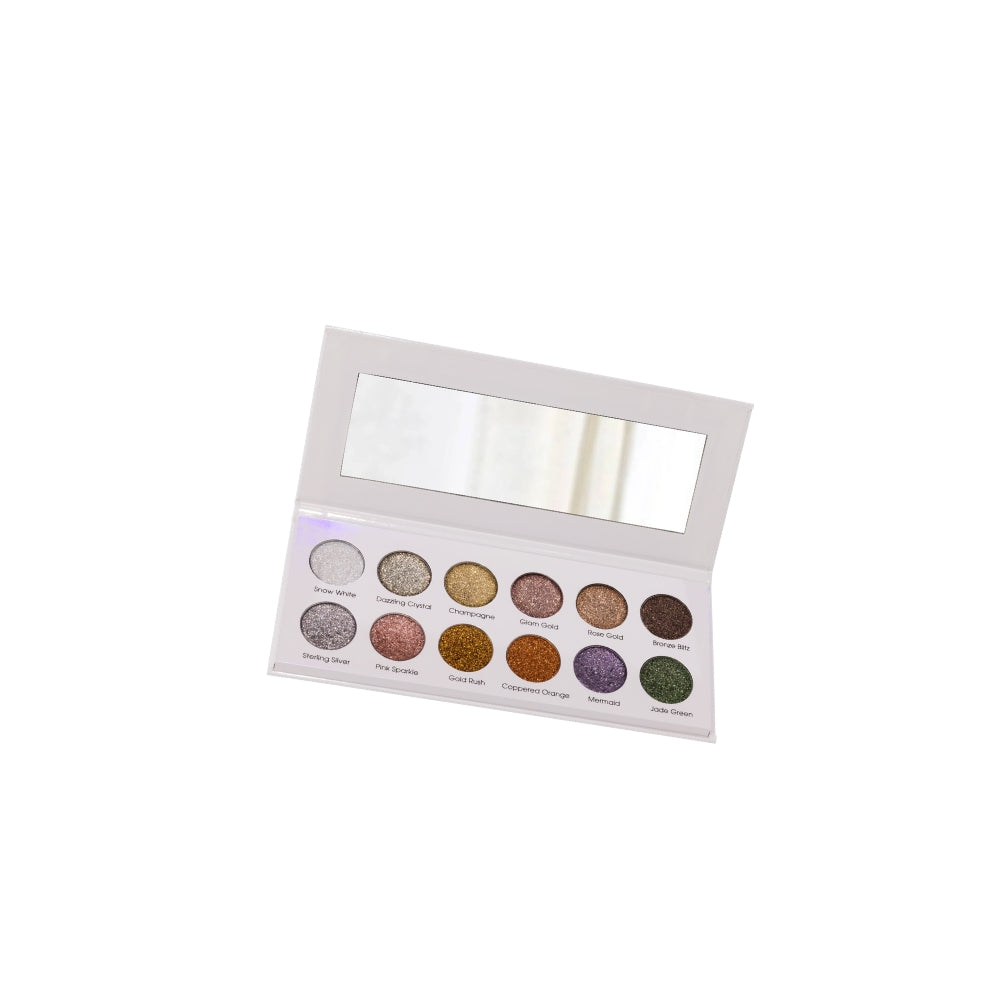 Glitter Bomb 12 Colours Pressed Metallic Eyeshadow Palette | Multiple Shades | Blendable