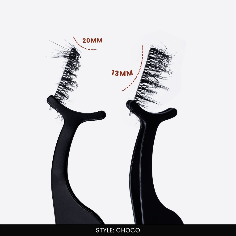 Choco False Eye Lashes | Half Lash Corner Style | Vegan Cruelty-Free | Pair of 14