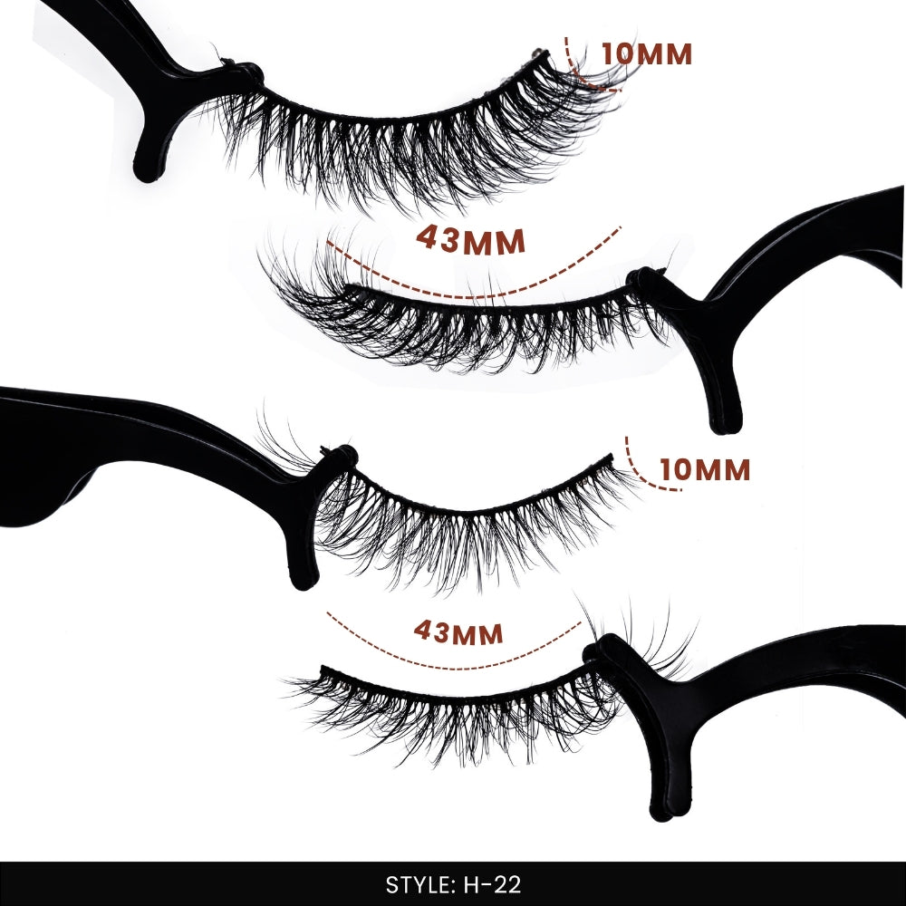H-22 False Eye Lashes | Bold Dramatic Glam | Vegan Cruelty-Free | Pair of 20
