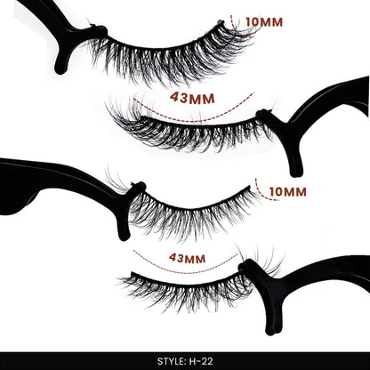 H-22 False Eye Lashes | Bold Dramatic Glam | Vegan Cruelty-Free | Pair of 20
