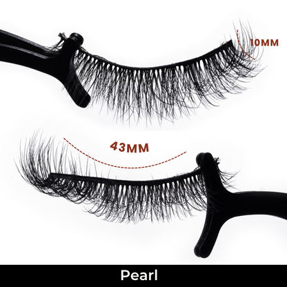 Pearl False Eye Lashes | Medium Occasion Wear | Vegan Cruelty-Free | Pair of 10