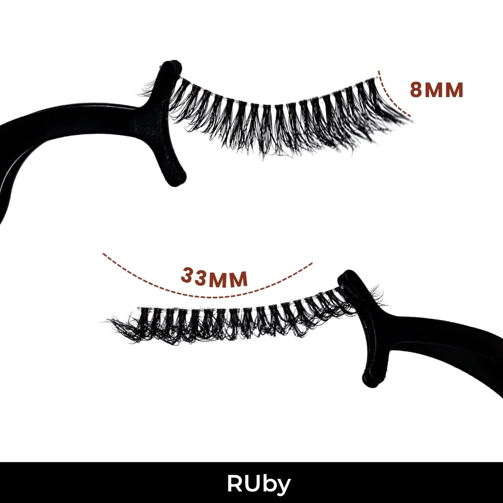 Ruby False Eye Lashes | Bold Dramatic Glam | Vegan Cruelty-Free | Pair of 10