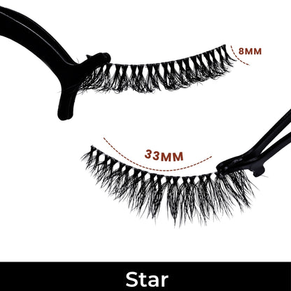 Star False Eye Lashes | Bold Dramatic Glam | Vegan Cruelty-Free | Pair of 10