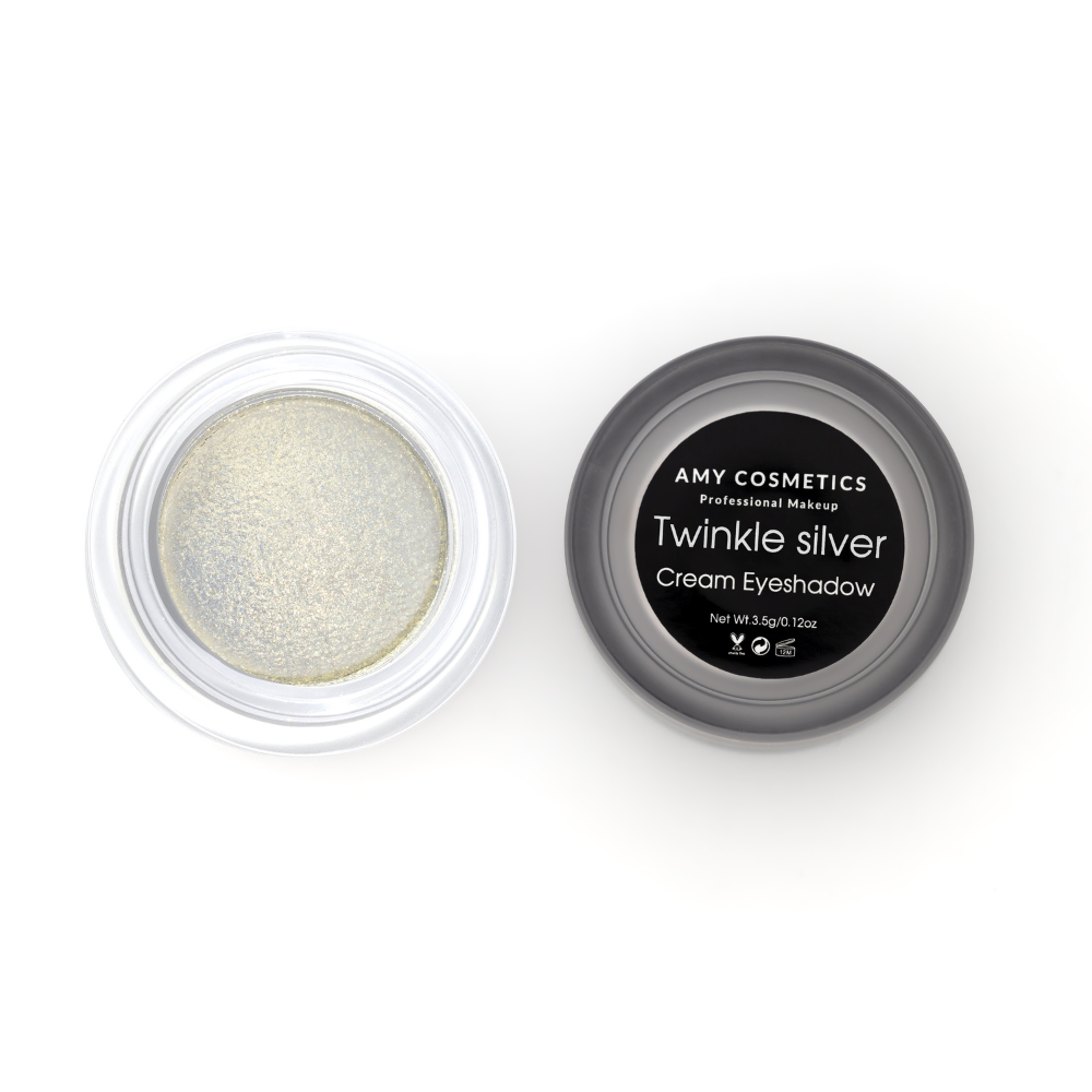 AMY LASHES Cream Shining Eyeshadow | Twinkle Silver | Metallic Finish | Pigmented Formula