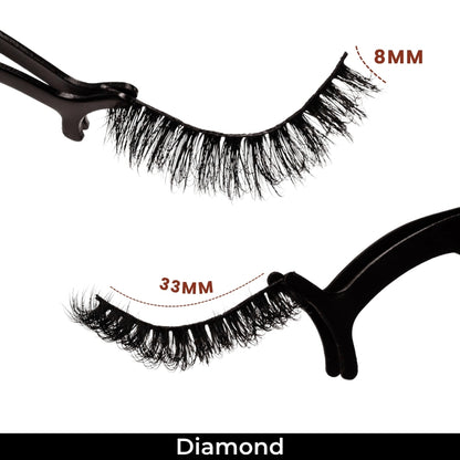 Diamond False Eye Lashes | Bold Dramatic Glam | Vegan Cruelty-Free | Pair of 10