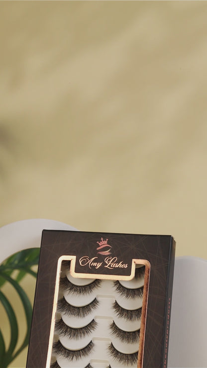 Pearl False Eye Lashes | Medium Occasion Wear | Vegan Cruelty-Free | Pair of 10