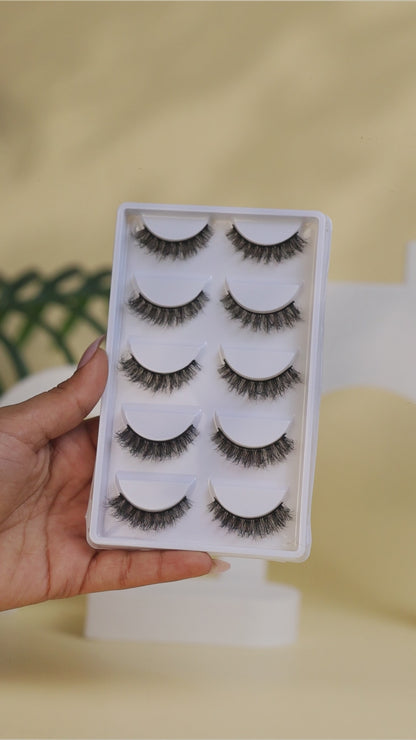 Tiara False Eye Lashes | Natural Daily Wear | Vegan Cruelty-Free | Pair of 5