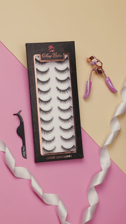 Ruby False Eye Lashes | Bold Dramatic Glam | Vegan Cruelty-Free | Pair of 10