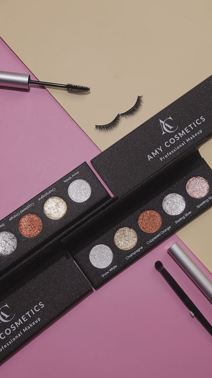 Glitz and Glam 5 Colours Pressed Metallic Eyeshadow Palette | Multiple Shades | Blendable